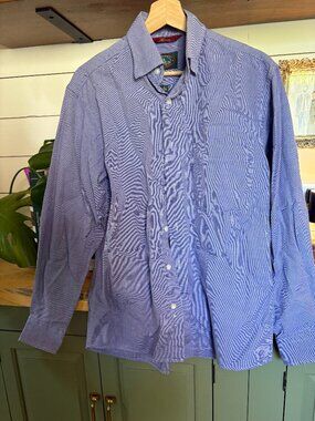 Axxess / Memos Blue Micro-Check Button Down Shirt – Size 39 (Men’s)